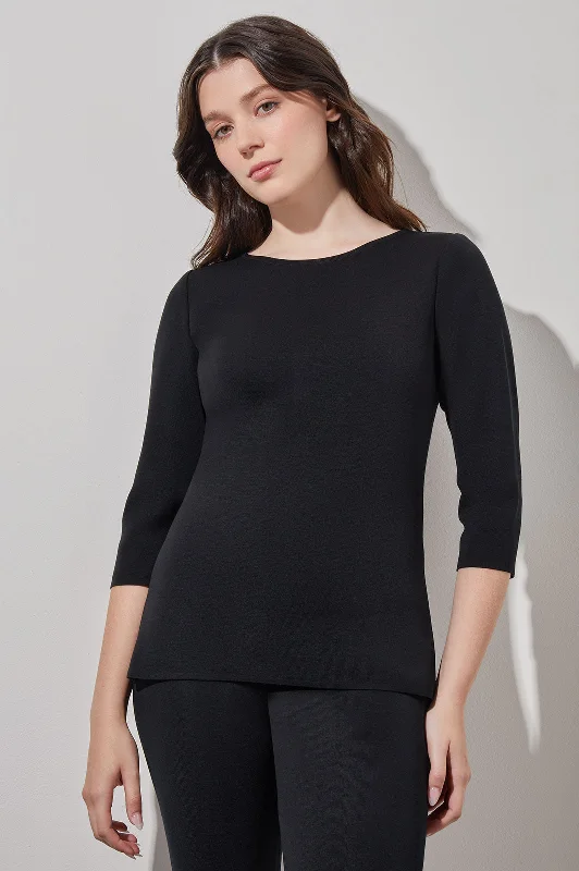 women's tops for fashion-forward individualsCrew Neck Tunic - Knit, Black