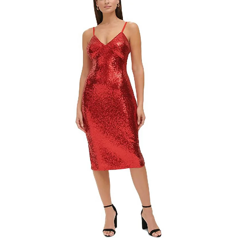 Peplum Hem DressGuess Womens Sequined Midi Midi Dress