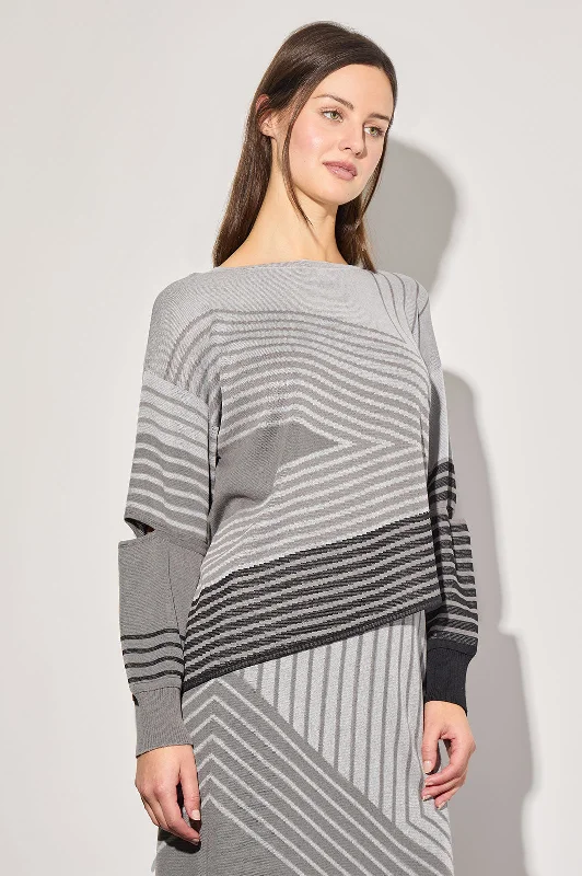 women's tops for those who want to make a bold fashion statement with their choice of topsAsymmetrical Tunic - Stripe Color Block Soft Knit