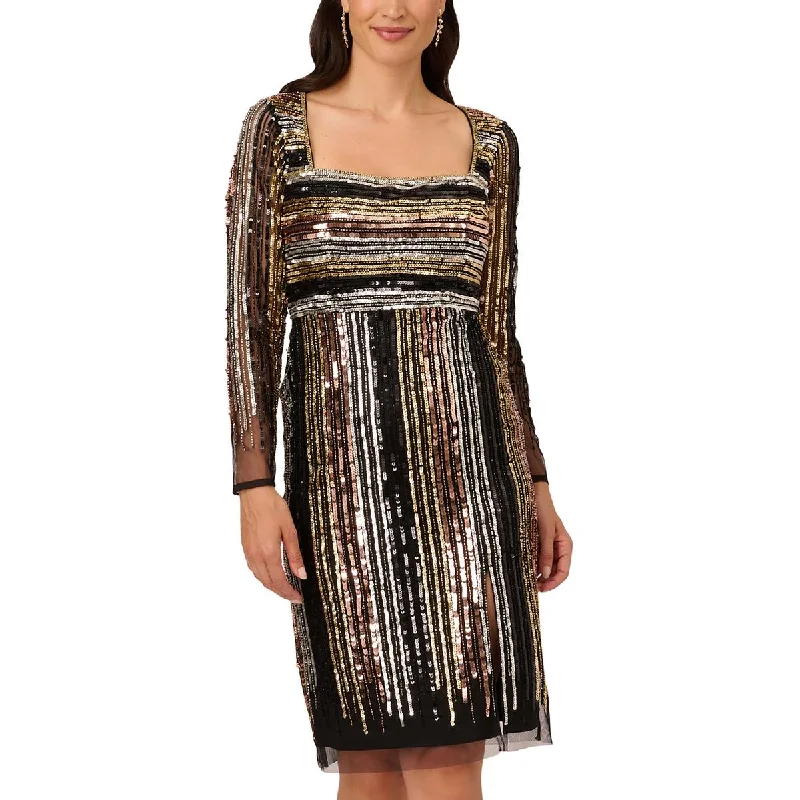 Body-Hugging DressAdrianna Papell Womens Sequined Midi Cocktail And Party Dress