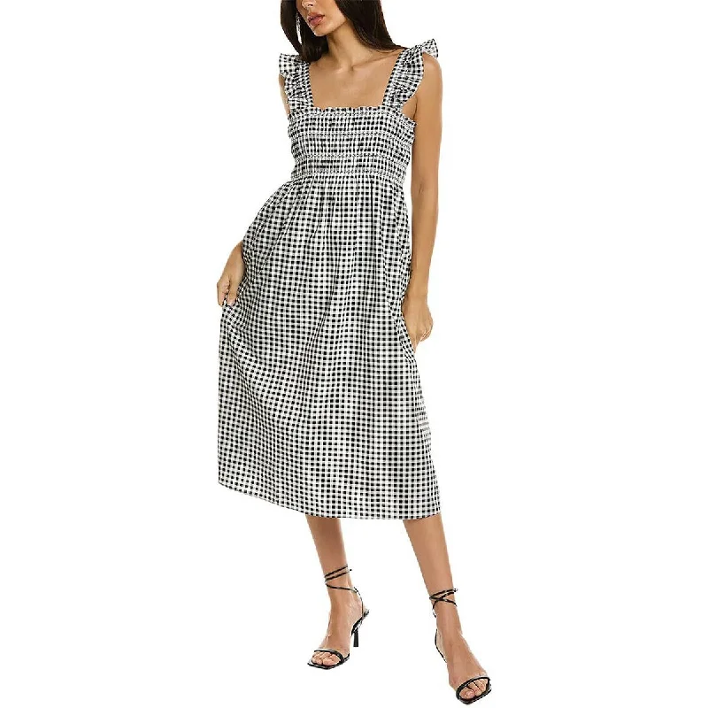 women's spaghetti strap dressesBCBGeneration Womens Checkered Poplin Midi Dress