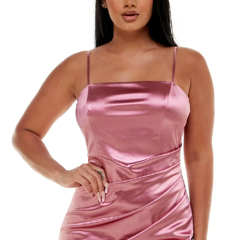 women's business casual dressesEmerald Sundae Junior's Ruched Asymmetric Bodycon Dress Pink Size Xx-Large