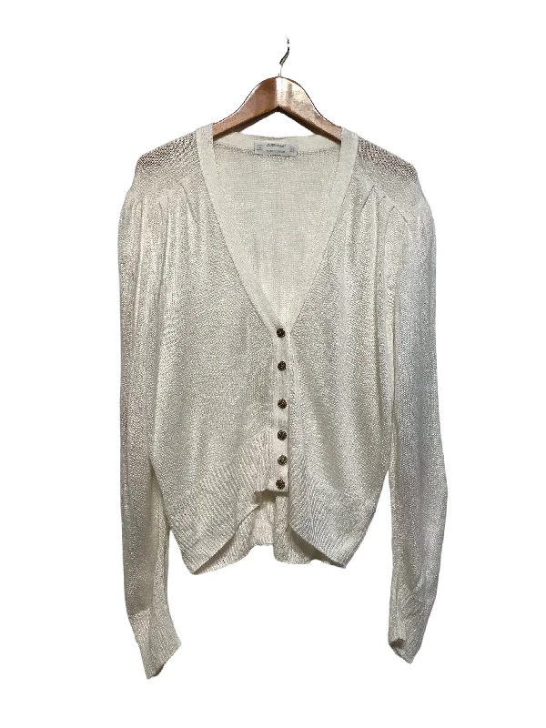 women's tops with embroidery detailsWhite Knitted Cardigan (Size XL)