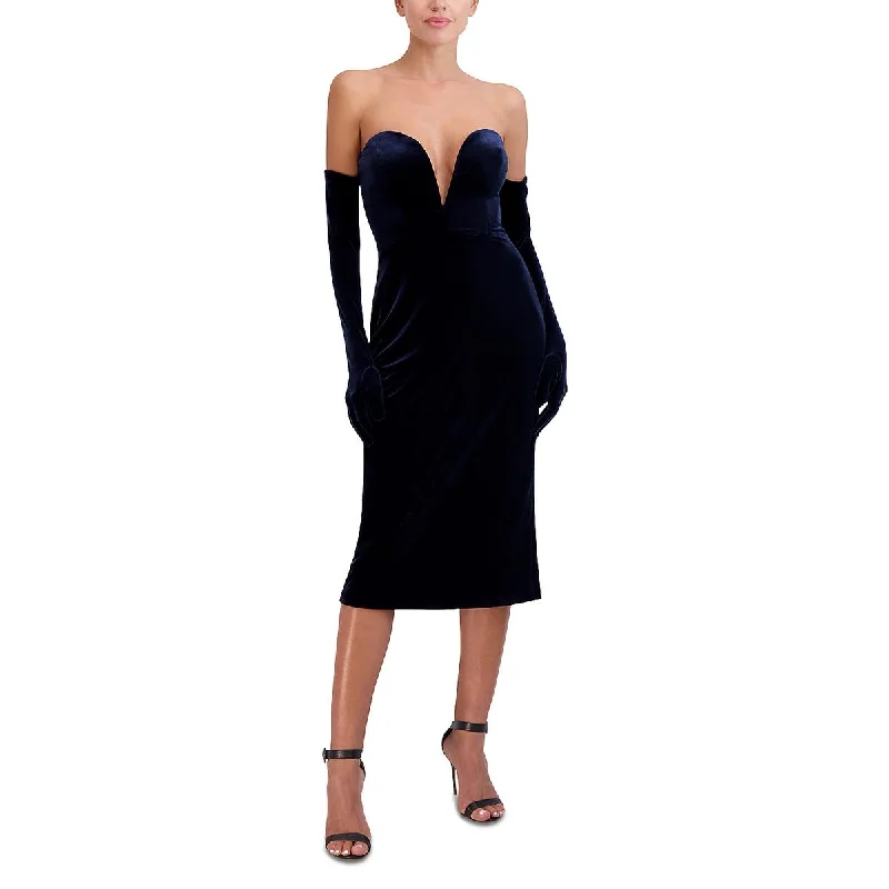 Floor-Length DressBCBGMAXAZRIA Womens Velvet Gloves Midi Dress