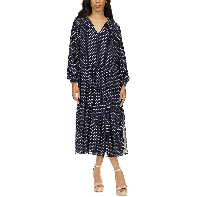 women's maxi dressesMICHAEL Michael Kors Womens Chiffon Polka Dot Midi Dress