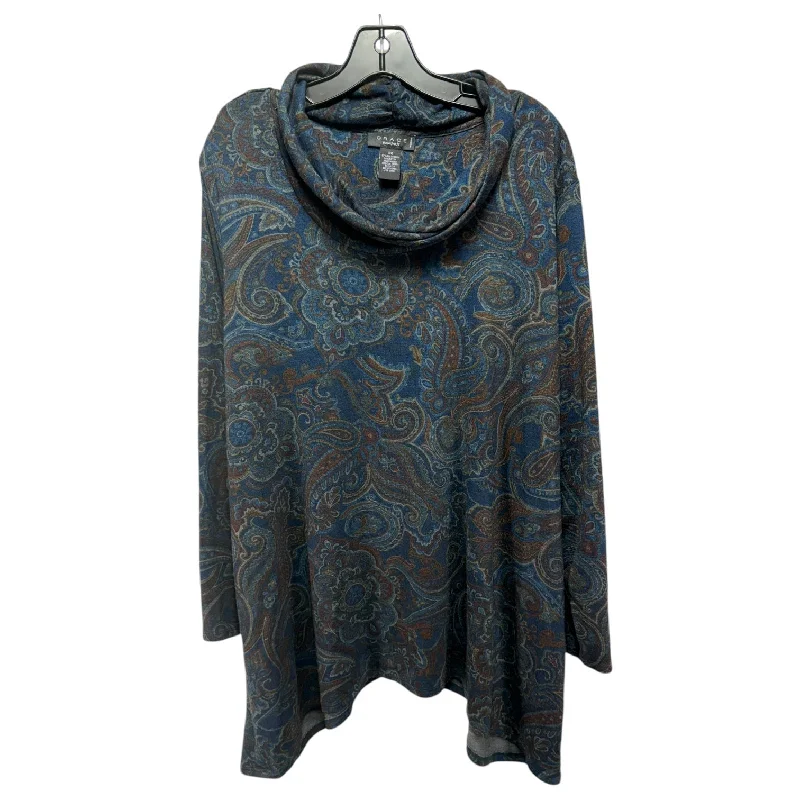 women's tops made from cottonTop Long Sleeve By Grace Elements In Paisley Print, Size: 3x