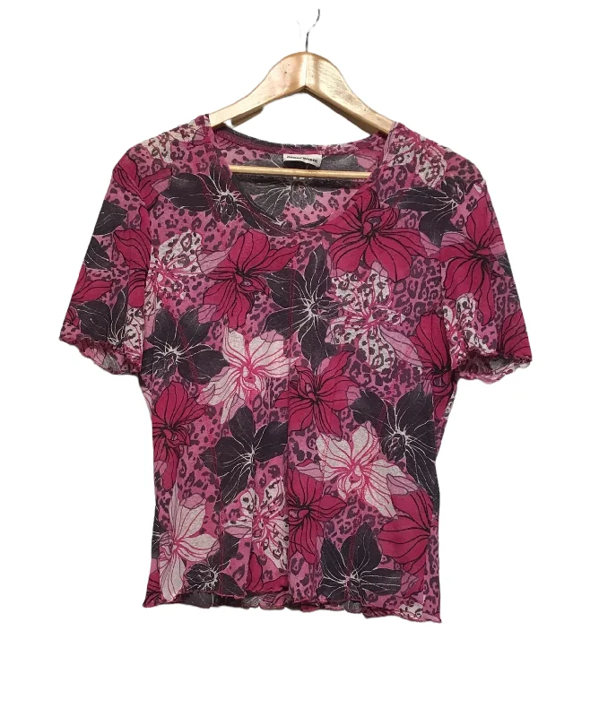 women's tops for those who want to add a personal touch to their wardrobe with unique and one-of-a-kind piecesSheer Flower Patterned Top (Size L)