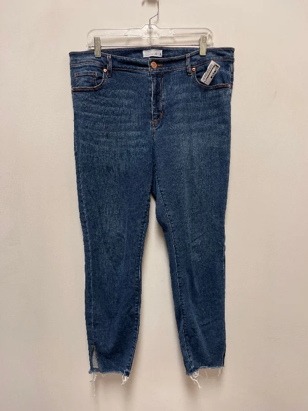 women's denim jeans with patchesJeans Skinny By Loft In Blue Denim, Size: 14