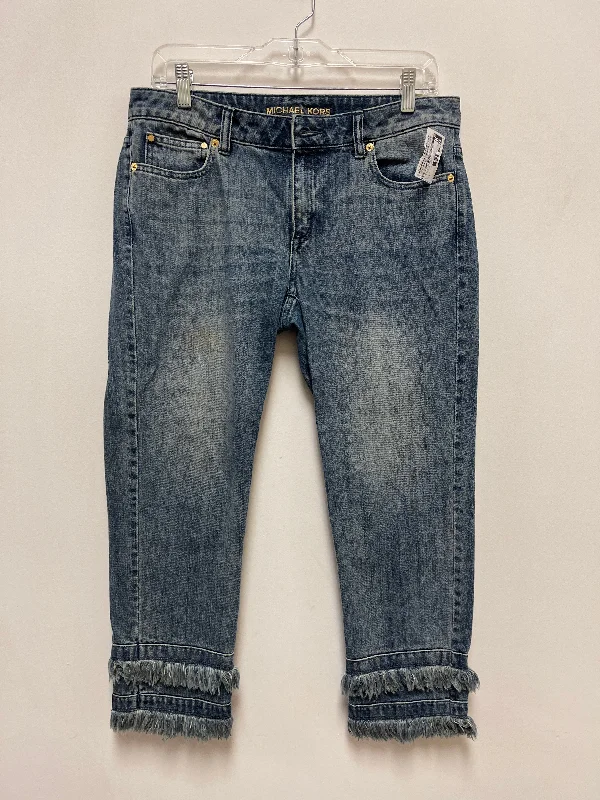 women's denim jeans with distressed back pocketsJeans Cropped By Michael By Michael Kors In Blue Denim, Size: 6