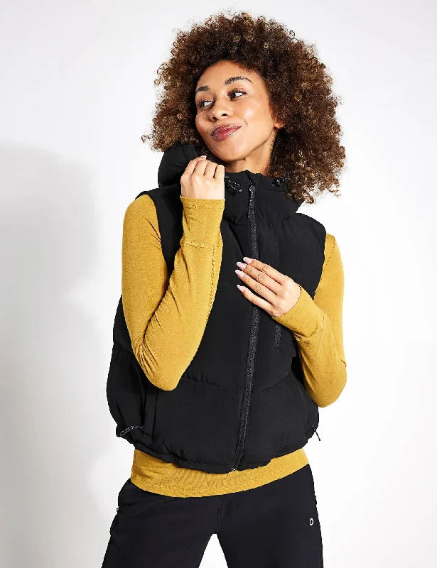 women's coats for cozy nights inHooded Cropped Puffer Gilet - Black