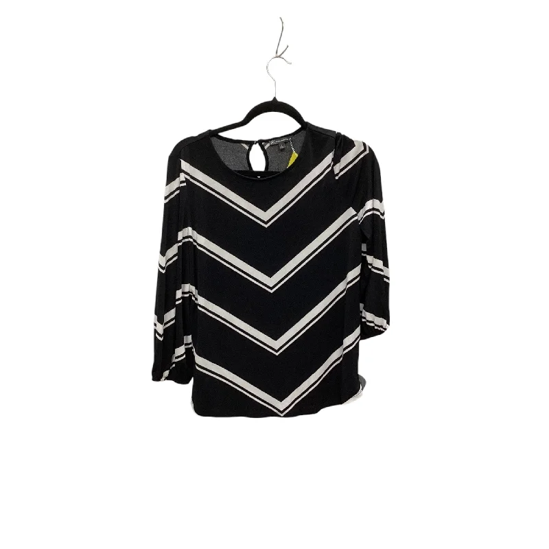 women's tops for smart casual looksTop Long Sleeve By Adrianna Papell In Black & White, Size: S