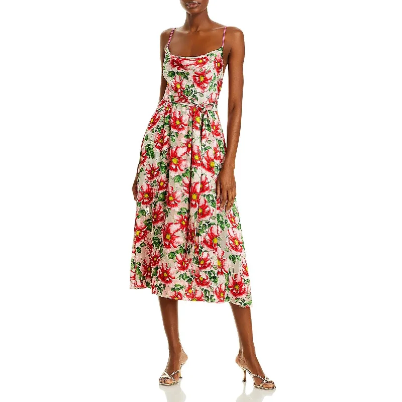 women's sleeveless dressesAlice and Olivia Womens Samantha Floral i Midi Dress