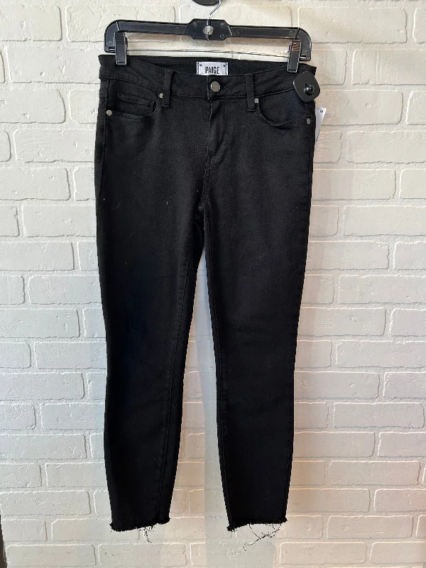 women's denim jeans with buttonsJeans Cropped By Paige In Black Denim, Size: 2