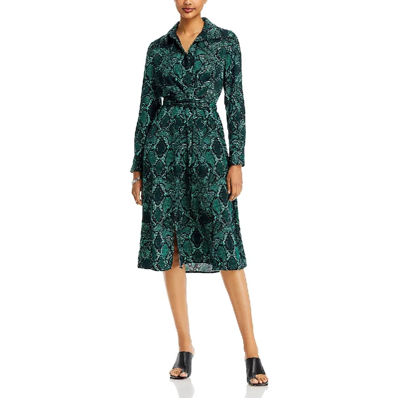 Asymmetric DressKobi Halperin Womens Marina Snake Print Midi Shirtdress