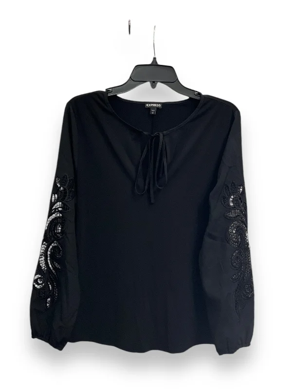 trendy women's topsTop Long Sleeve By Express In Black, Size: S