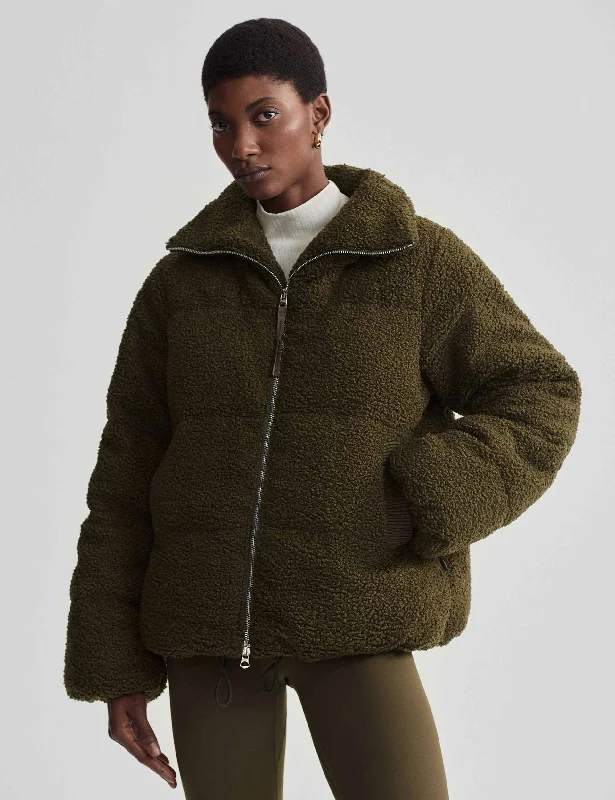 elegant women's coatsWilkins Sherpa Puffer Jacket - Dark Olive