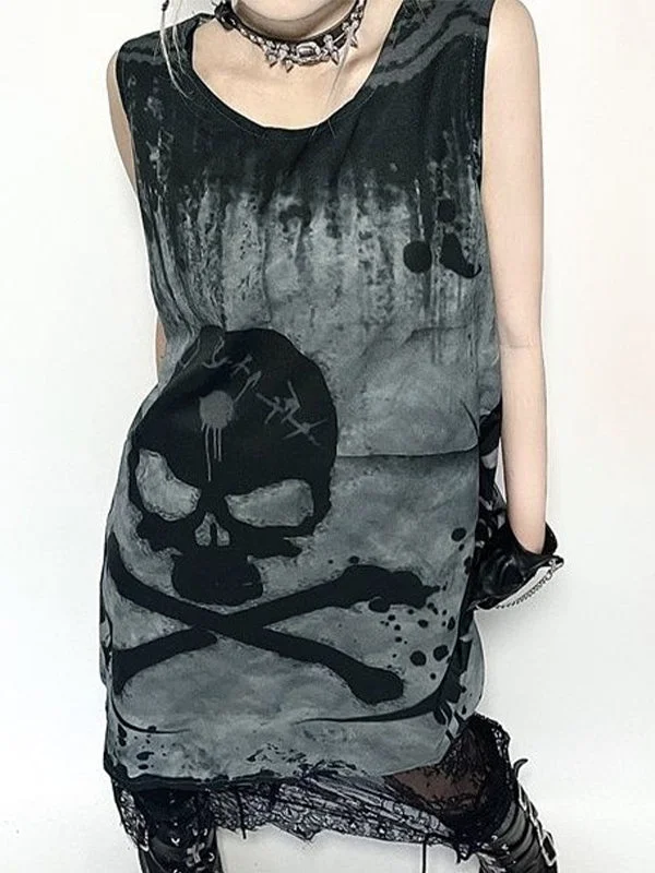 Cut-Out DressSplash Skull Sleeveless Mini Dress