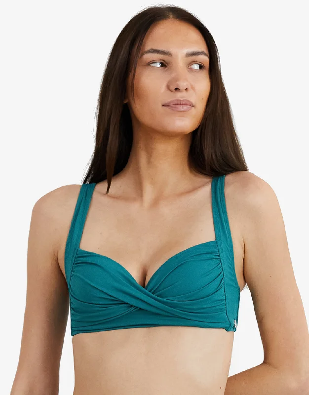 Laced-Up Female SwimwearSolid Medea Bikini Top - Deep Jungle