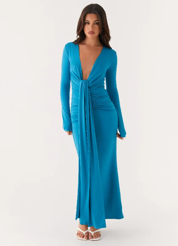 women's party dressesMiesha Long Sleeve Maxi Dress - Blue