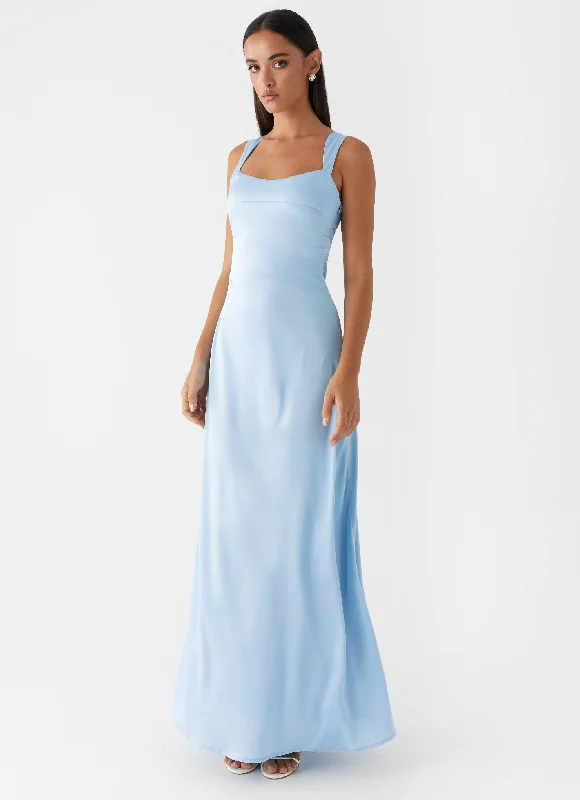 women's sleeveless dressesOdette Satin Maxi Dress - Blue