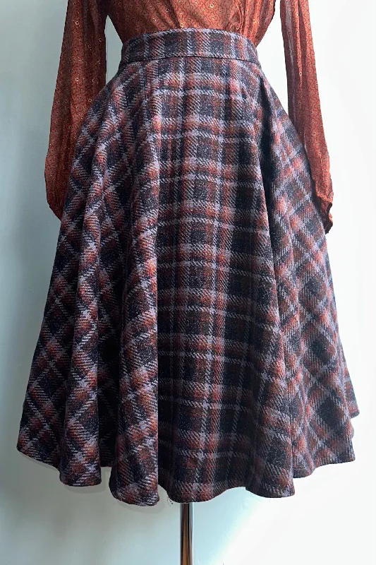 women's classic chiffon skirtsIce Blue and Rust Plaid Sophie Skirt by Timeless London