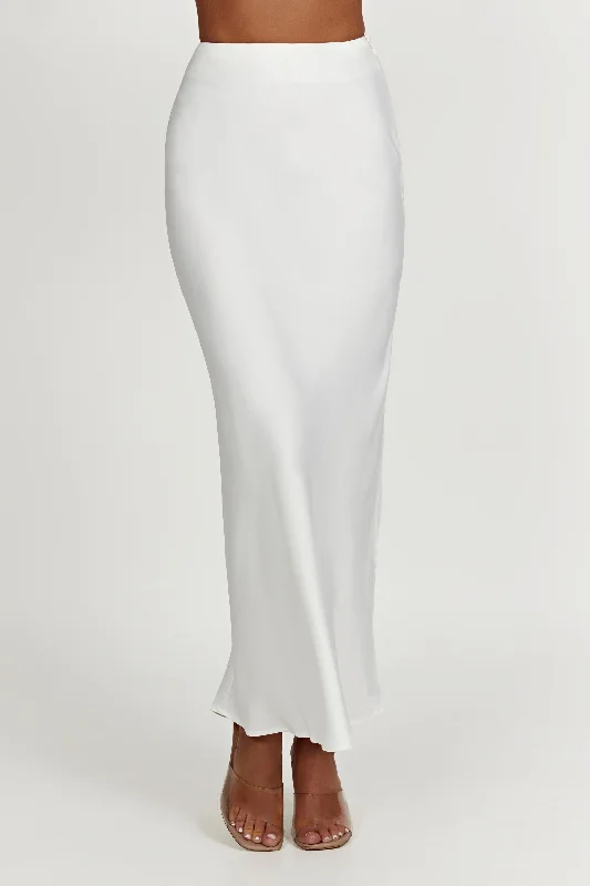 women's bodycon mini skirtsMissy Maxi Satin Skirt - White