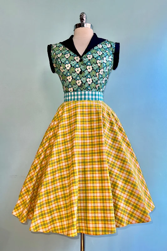 women's A-line skirtsVintage Plaid with Contrast Waist Circle Skirt by Heart of Haute