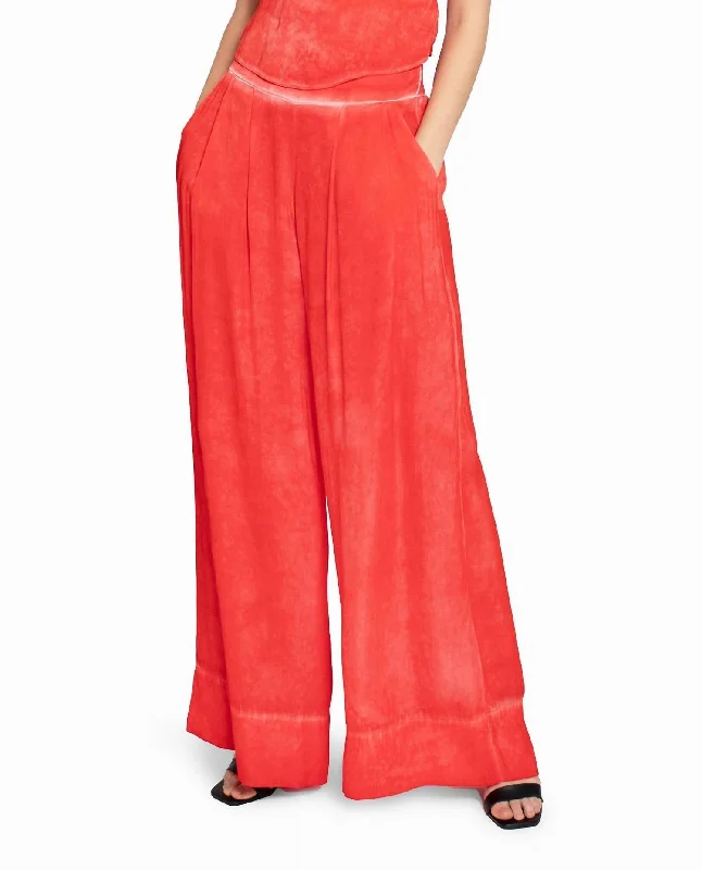 women's elegant pantsGarment Dyed Silk Wide Leg Pant In Poppy