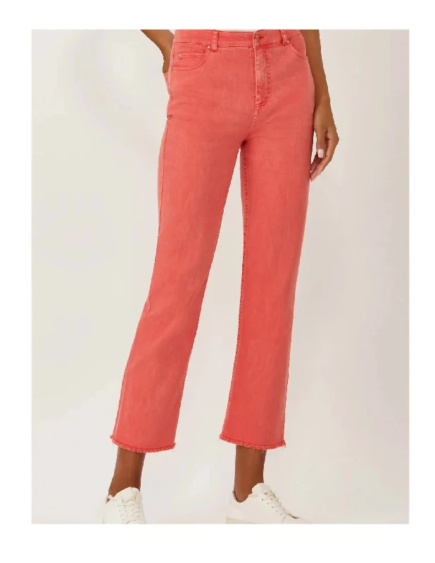 women's party pantsLa Cienega Straight Leg Cropped Jean In Washed Scarlet