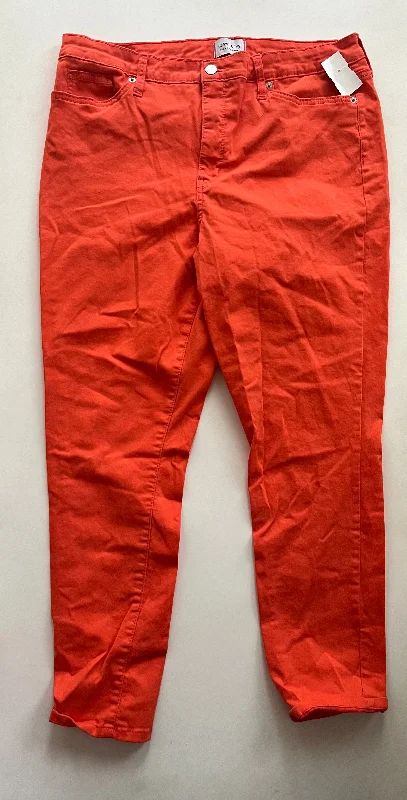 women's leather pantsOrange Pants Ankle Crown And Ivy, Size 16