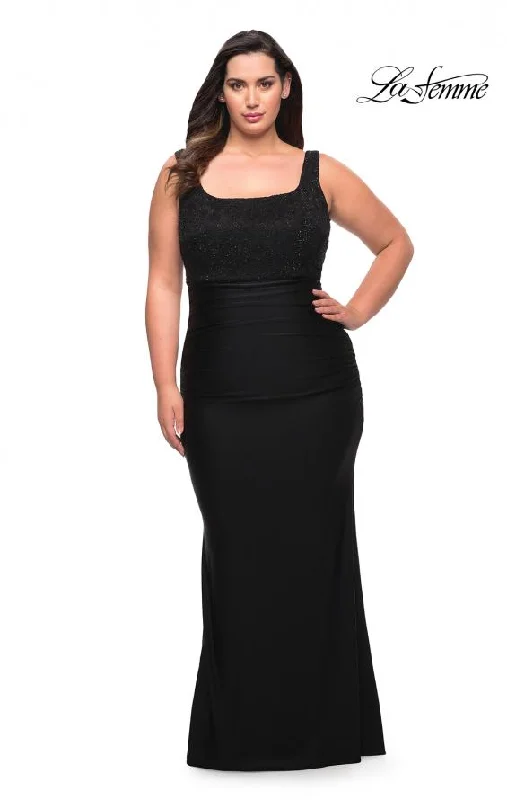 Peplum DressLa Femme 29645 Jersey Gown with Stones