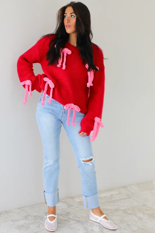 A-Line DressRESTOCK: Wear It Out Chunky Sweater: Red/Pink