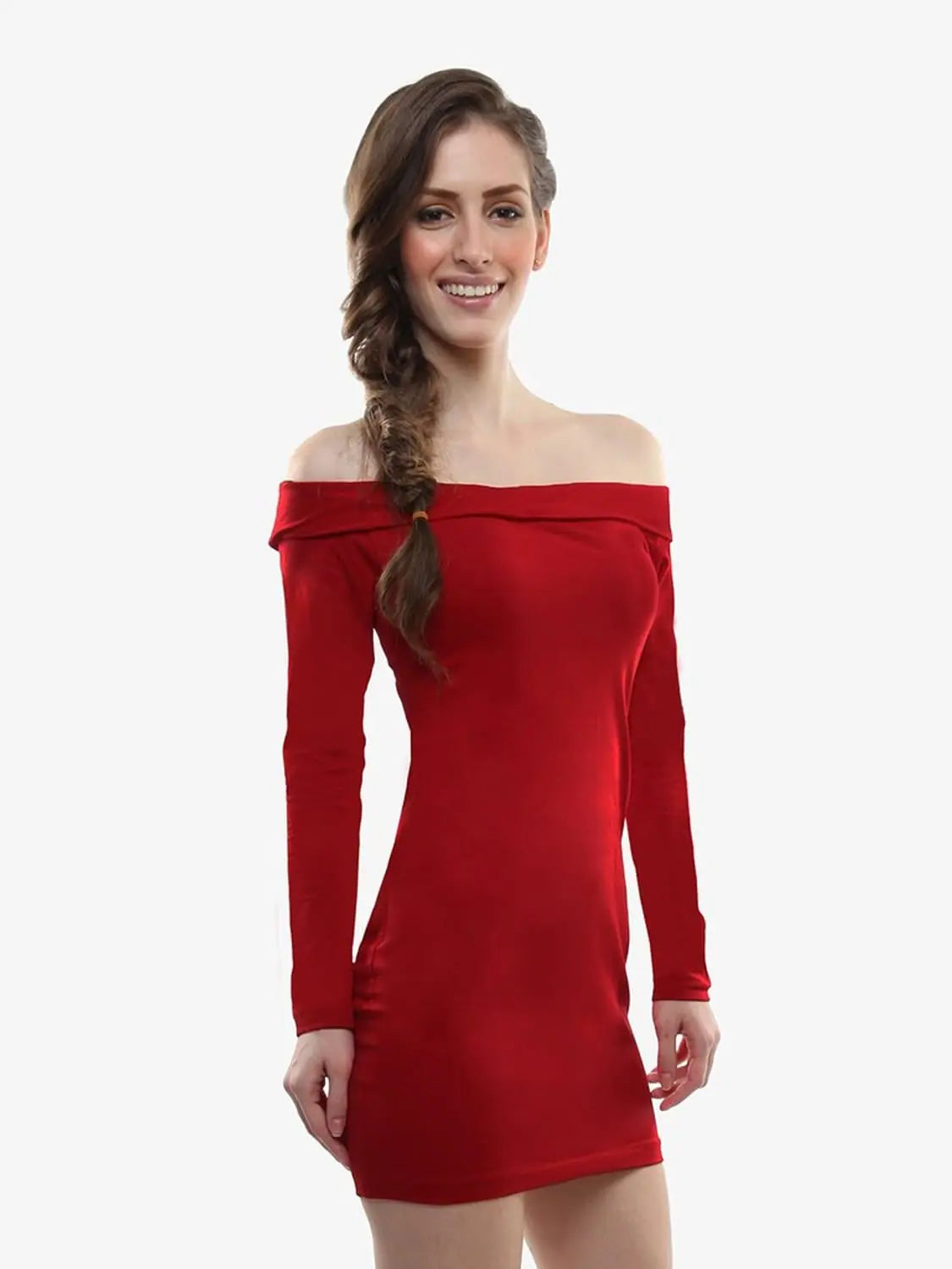 Ribbon DressOver My Shoulder Bodycon Dress Red