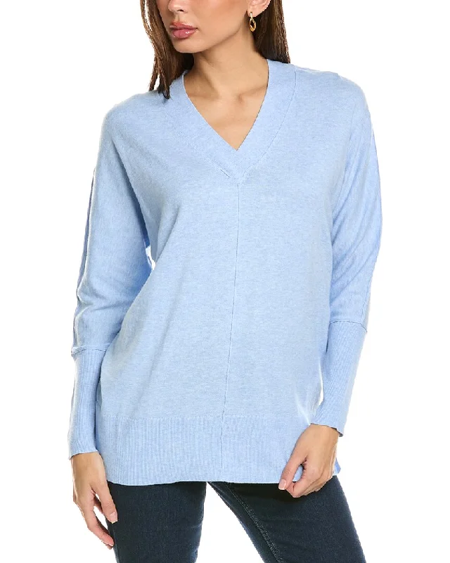 Trendy Pullover SweatersForte Cashmere Crossover Easy V-Neck Cashmere-Blend Sweater