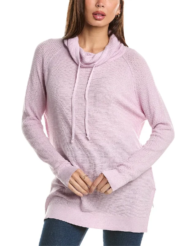 Casual SweatersForte Cashmere Thermal Drawstring Funnel Cashmere-Blend Sweater