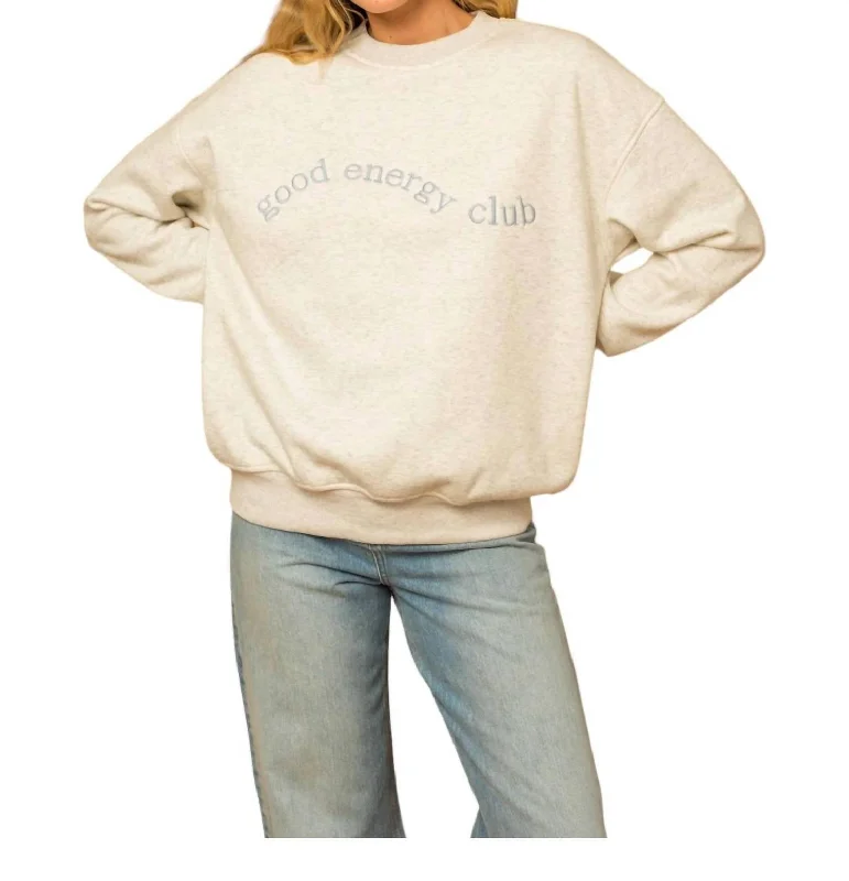 Comfortable SweatersGood Energy Club Sweatshirt In Beige