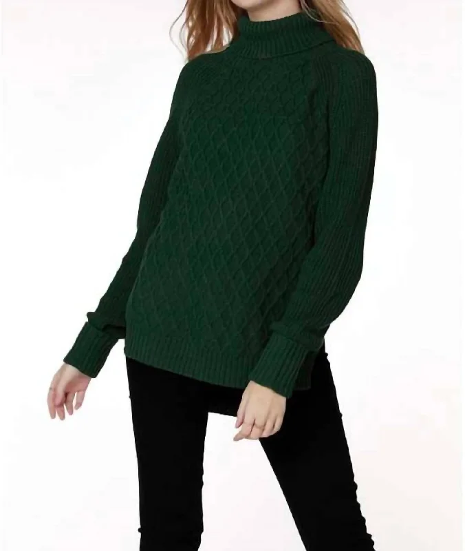 Colorful Casual SweatersRaglan Turtleneck Sweater In Hunter