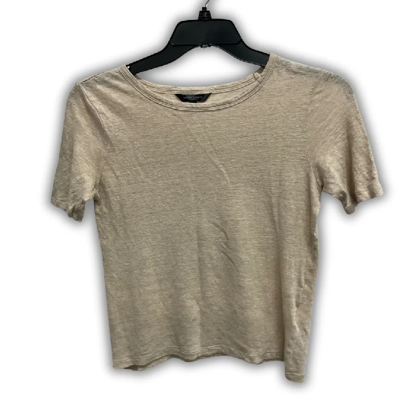 women's tops with cinched waistsTop Short Sleeve Basic By Banana Republic In Tan, Size: Xs