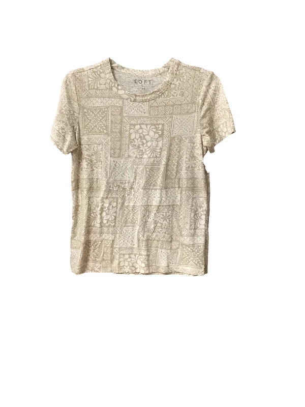 women's tops for creating capsule wardrobesTop Short Sleeve Basic By Loft In Tan & White, Size: Xs