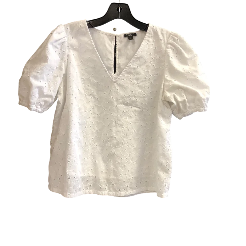 women's tops for wedding guest attireTop Short Sleeve By Ann Taylor In White, Size: Sp