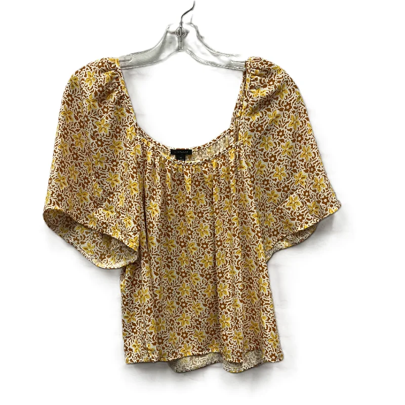 women's tops with floral printsTop Short Sleeve By Ann Taylor In Yellow, Size: Xs