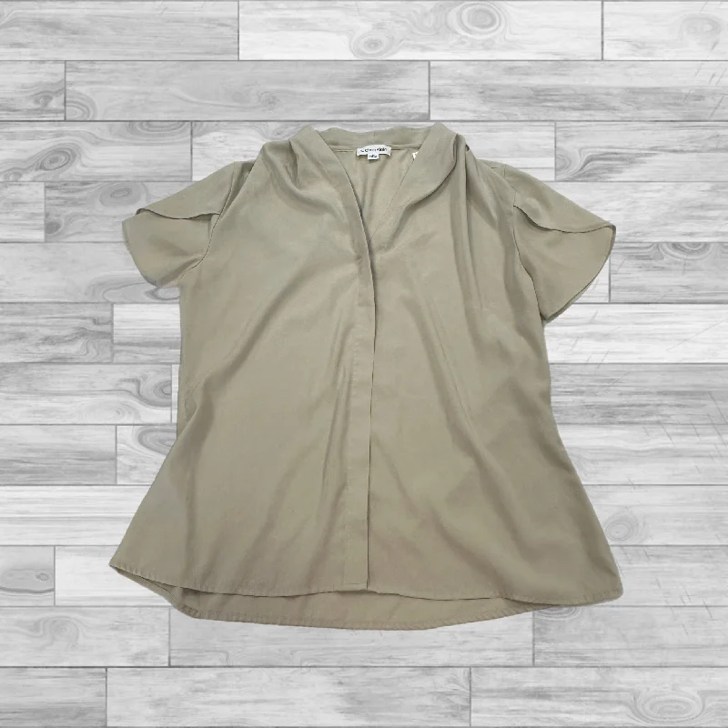 women's tops for minimalist aestheticsTop Short Sleeve By Calvin Klein In Tan, Size: M