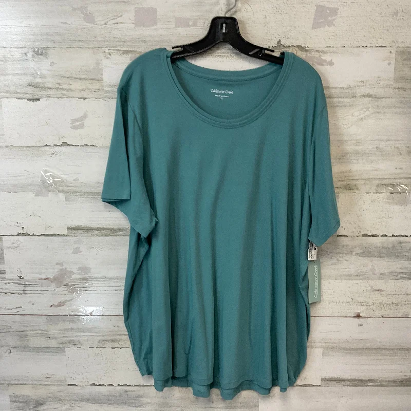 women's tops for wedding guest attireTop Short Sleeve By Coldwater Creek In Green, Size: 3x