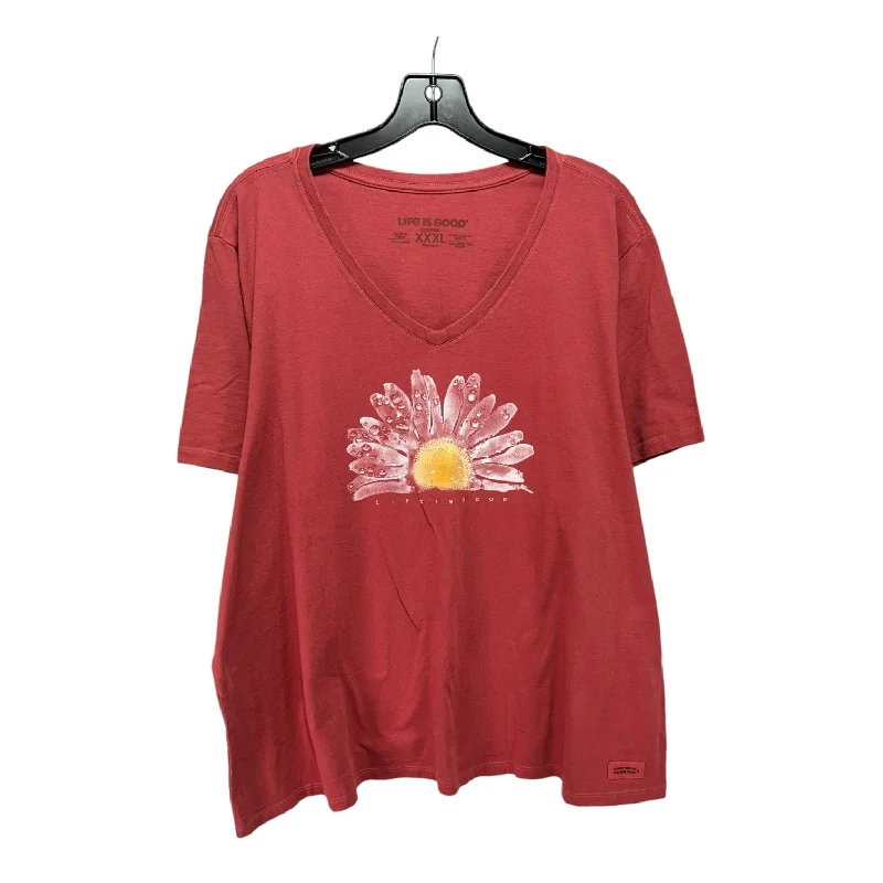 women's tops with spaghetti straps and deep V-necksTop Short Sleeve By Life Is Good In Red, Size: 3x