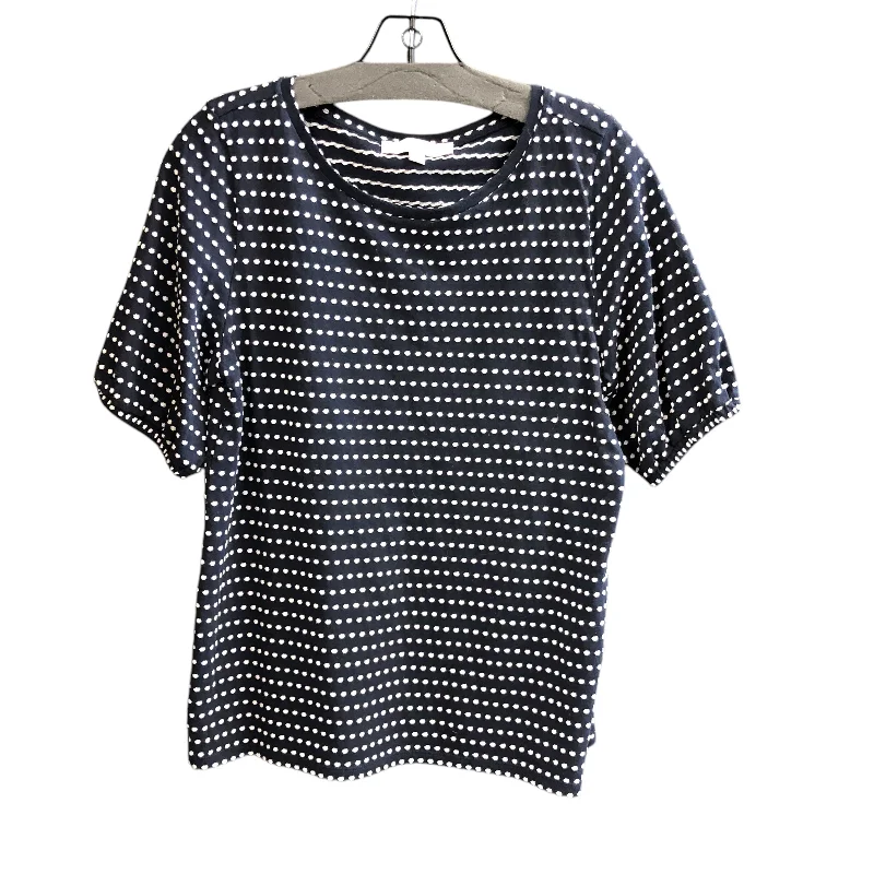 women's tops with geometric patternsTop Short Sleeve By Loft In Blue & White, Size: M