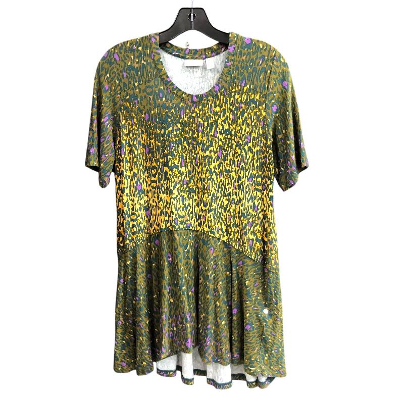 women's tops for layeringTop Short Sleeve By Logo In Green & Yellow, Size: S