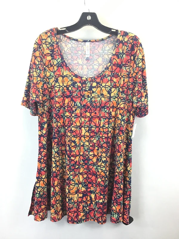 women's tops for glamorous eveningsTop Short Sleeve By Lularoe In Blue & Orange, Size: L