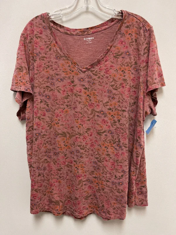 women's tops with spaghetti straps and deep V-necksTop Short Sleeve By Old Navy In Floral Print, Size: 3x