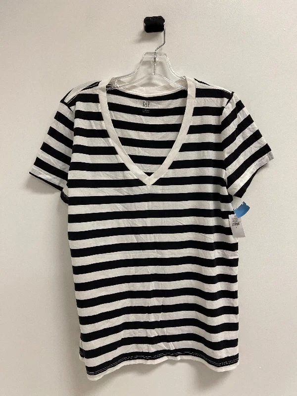 striped women's topsTop Short Sleeve By Old Navy In Striped Pattern, Size: L