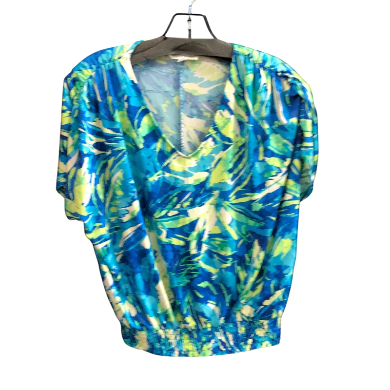 women's tops for those who want to create outfits that are both unique and memorableTop Short Sleeve By Perceptions In Blue & Green, Size: M